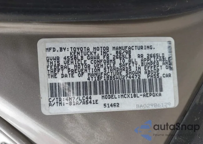 4T1BF18B5WU274472: 42188432