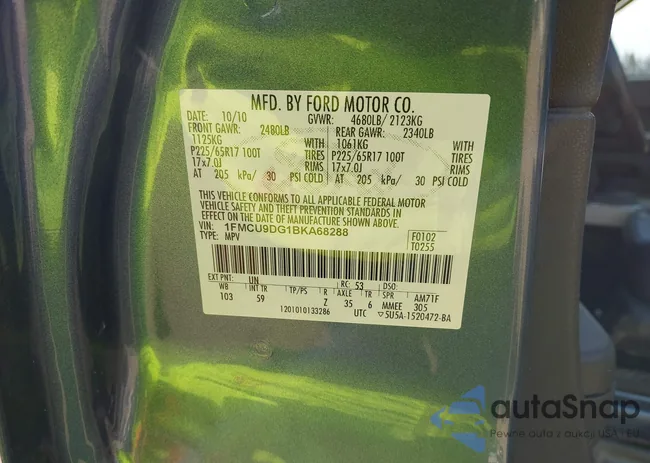 1FMCU9DG1BKA68288: 42189502