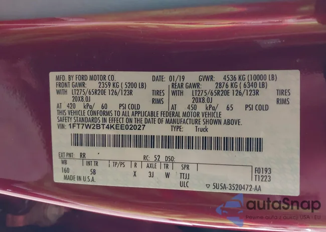 1FT7W2BT4KEE02027: 42189635