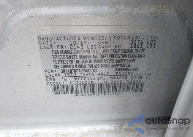 3N1AB7AP4KY431780: 42189638