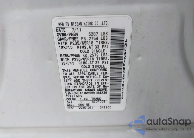 JN8AZ1MW5BW184239: 42189705