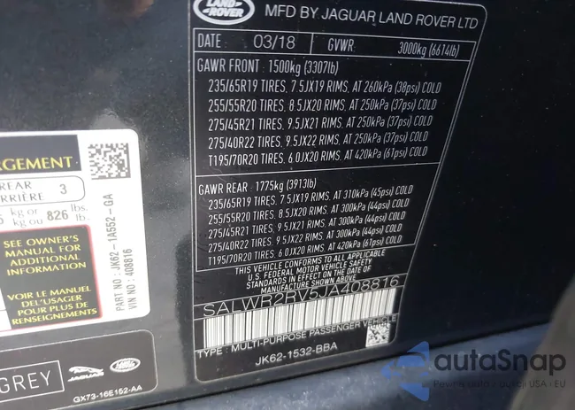 SALWR2RV5JA408816: 42189708