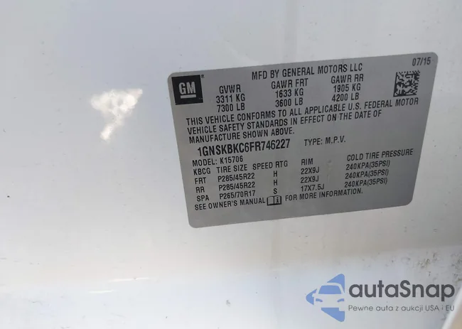 1GNSKBKC6FR746227: 42189793