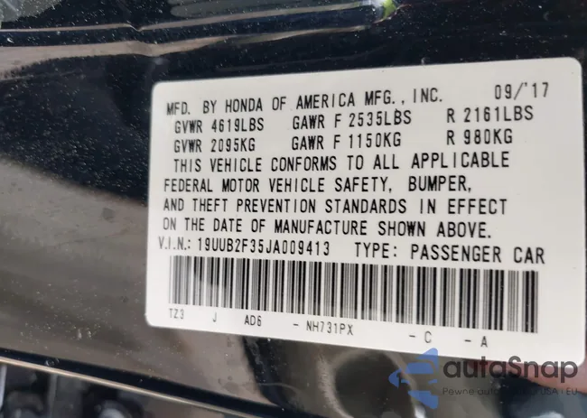 19UUB2F35JA009413: 42189933