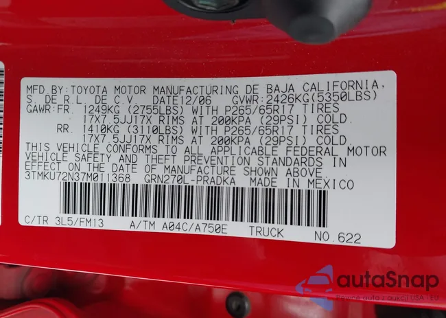 3TMKU72N37M011368: 42189946