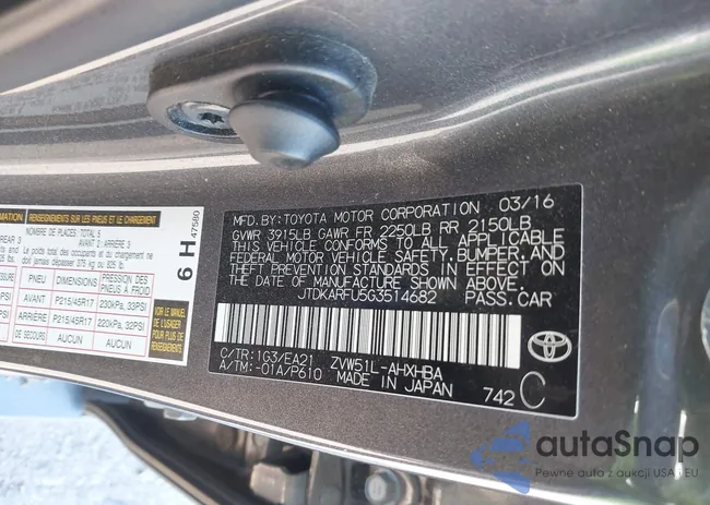 JTDKARFU5G3514682: 42189957