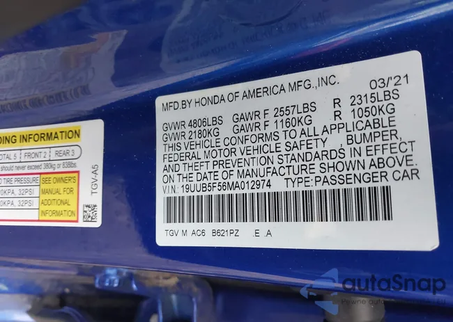 19UUB5F56MA012974: 42189965