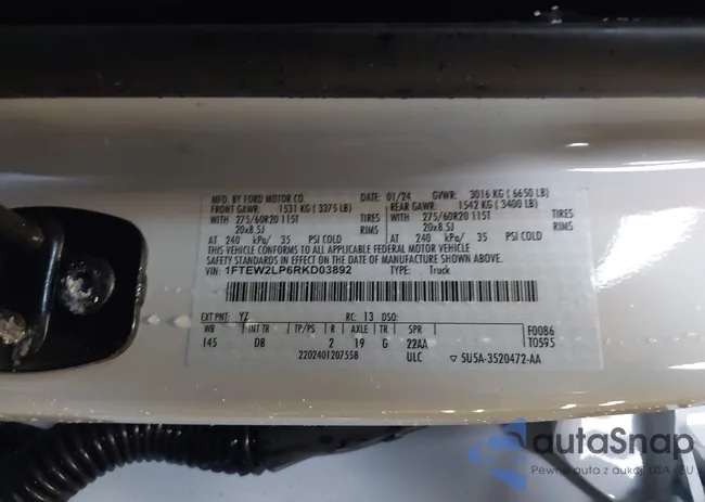 1FTEW2LP6RKD03892: 42189077