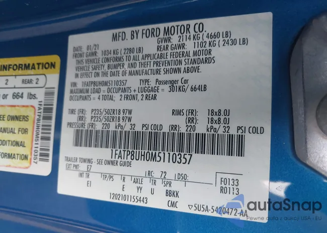 1FATP8UH0M5110357: 42189282