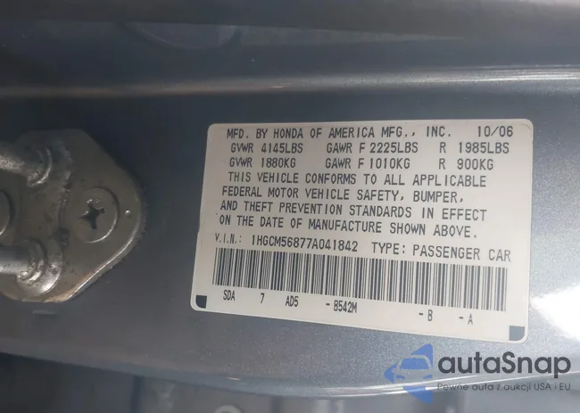 1HGCM56877A041842: 42189421