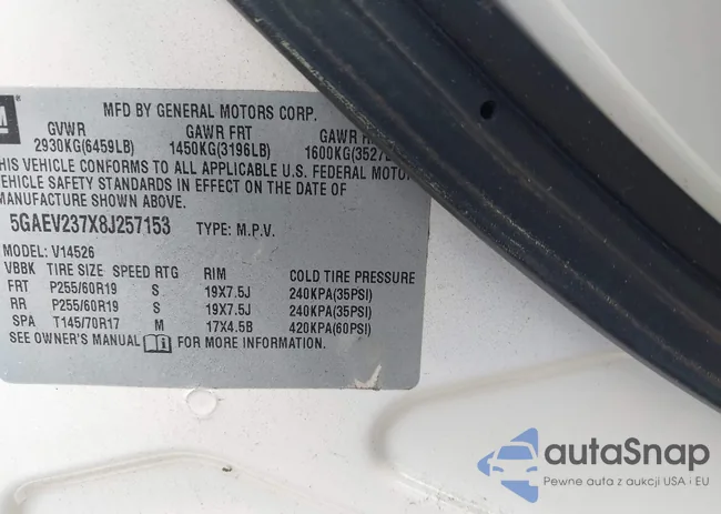 5GAEV237X8J257153: 42190712