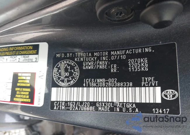 4T1BK3DB2BU388338: 42190755