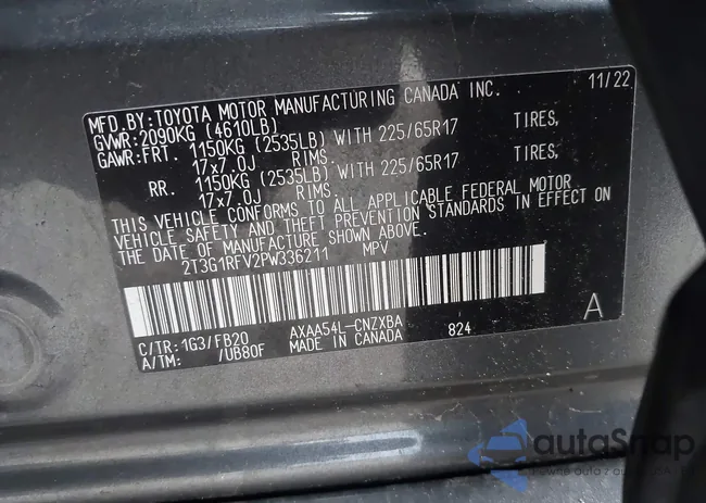 2T3G1RFV2PW336211: 42190780