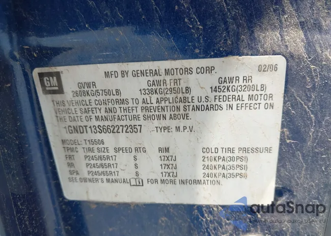 1GNDT13S662272357: 42190802