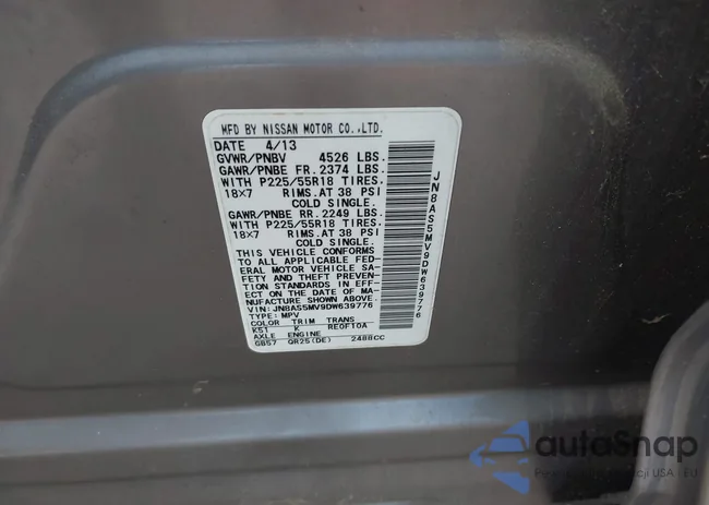 JN8AS5MV9DW639776: 42190835