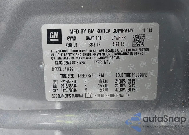 KL4CJCSM7KB781435: 42190863