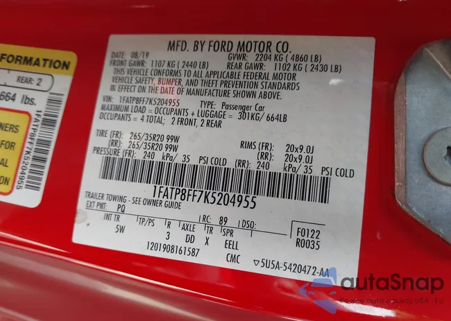 1FATP8FF7K5204955: 42190868