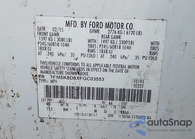 1FM5K8D8XFGC03553: 42191023