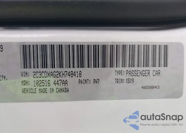 2C3CDXAG2KH748418: 42190067