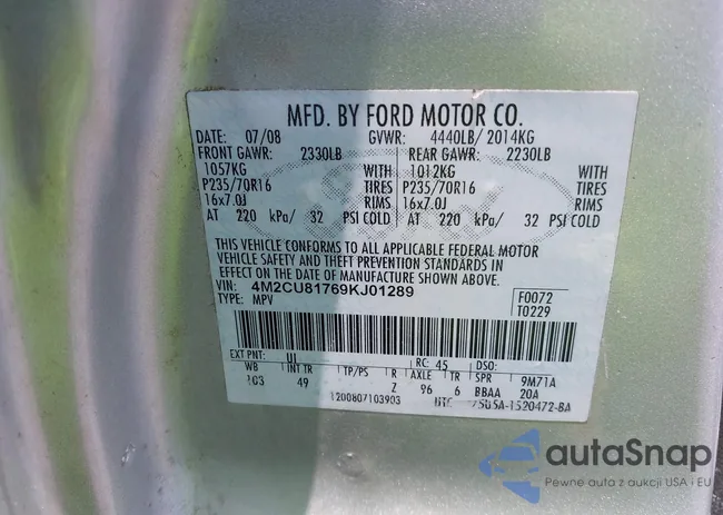 4M2CU81769KJ01289: 42190071