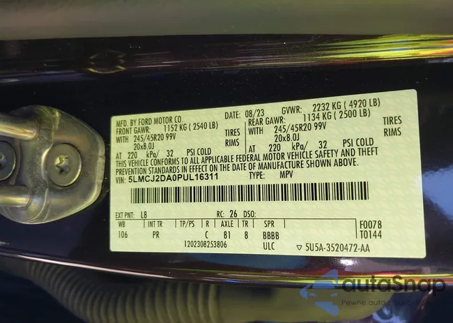 5LMCJ2DA0PUL16311: 42190225