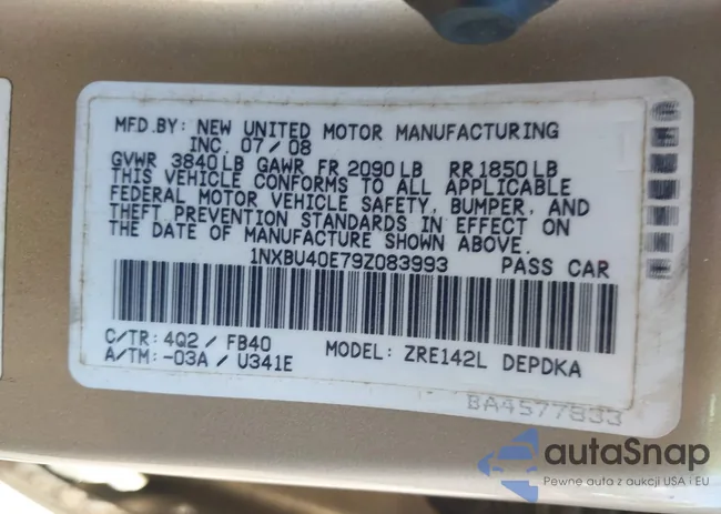 1NXBU40E79Z083993: 42190404