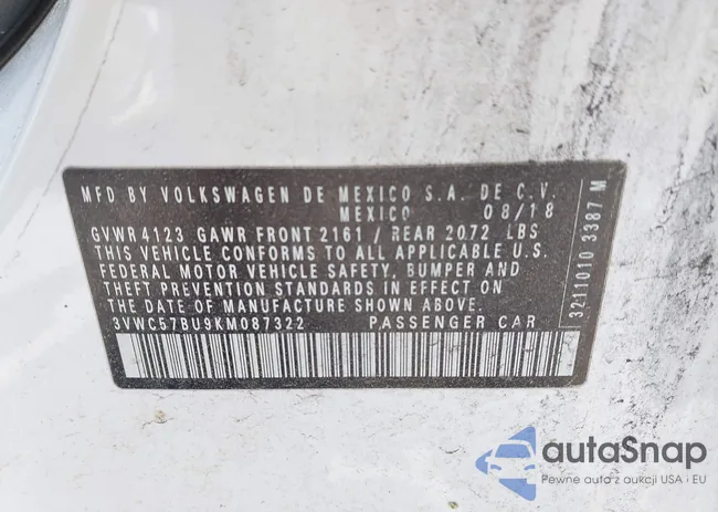 3VWC57BU9KM087322: 42191484