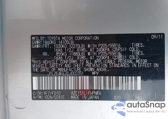 JTLZE4FE7CJ002351: 42191799