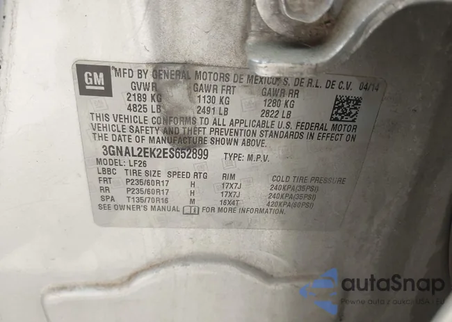 3GNAL2EK2ES652899: 42191815