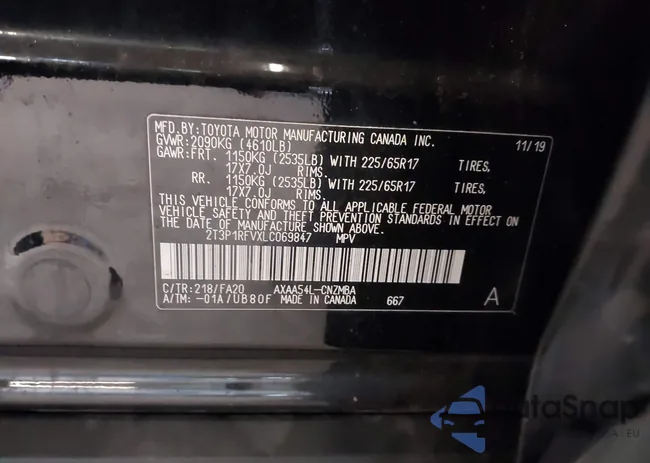 2T3P1RFVXLC069847: 42191092