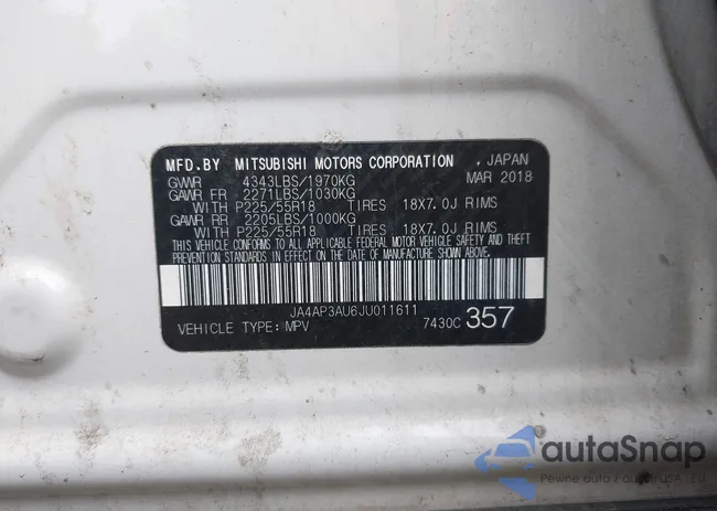 JA4AP3AU6JU011611: 42191132