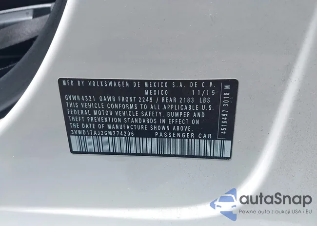 3VWD17AJ2GM274206: 42191170