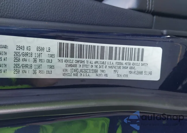 1C4RDJAG3GC315980: 42191215