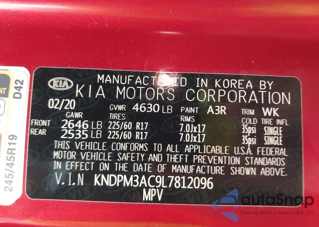 KNDPM3AC9L7812096: 42191238