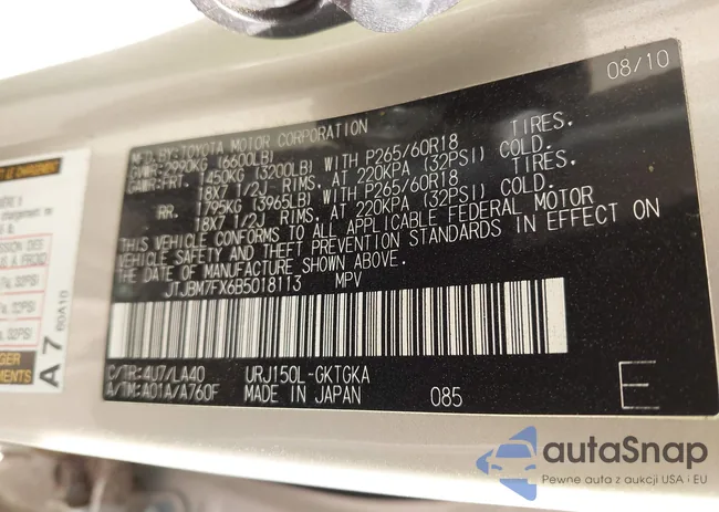 JTJBM7FX6B5018113: 42191253