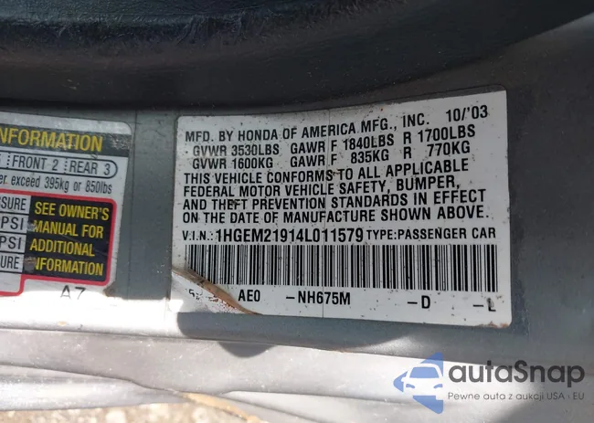 1HGEM21914L011579: 42191277