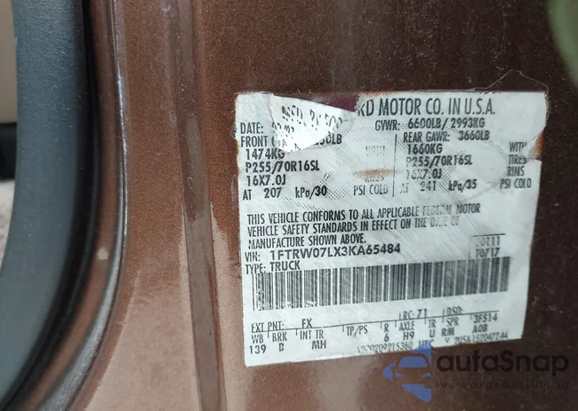 1FTRW07LX3KA65484: 42191307