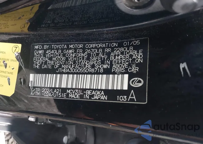 JTHBA30G055098718: 42191418