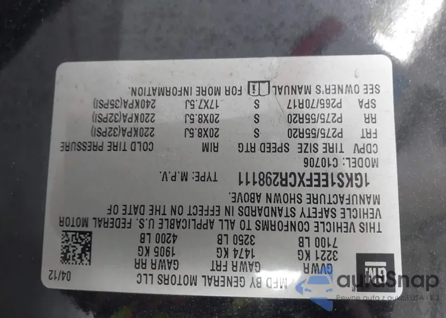 1GKS1EEFXCR298111: 42192435