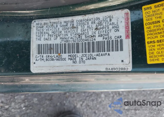 JTHBD192320046124: 42192638