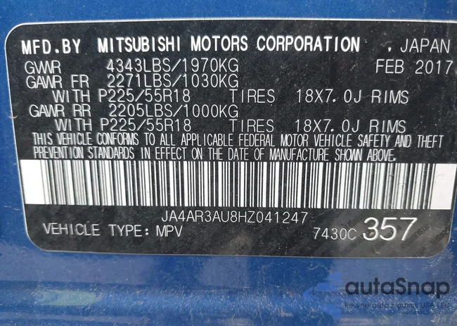 JA4AR3AU8HZ041247: 42192905