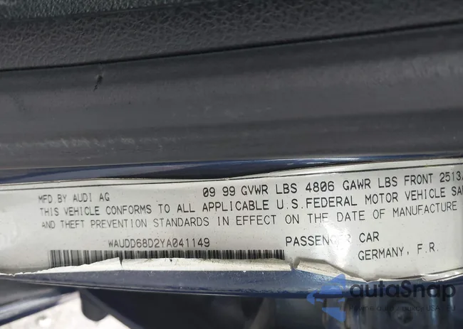 WAUDD68D2YA041149: 42192189