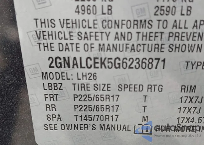 2GNALCEK5G6236871: 42192428