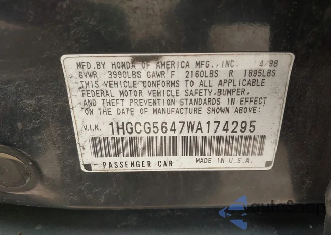 1HGCG5647WA174295: 42193459