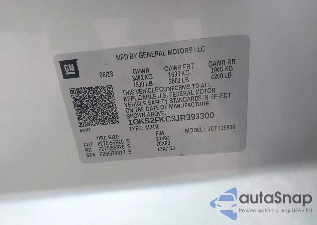 1GKS2FKC3JR393300: 42193529