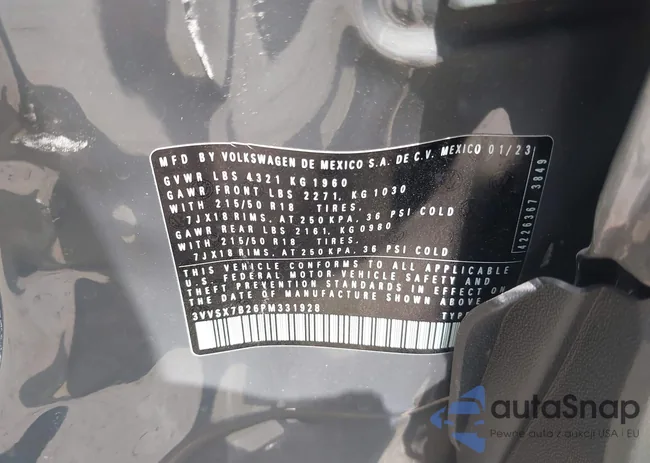 3VVSX7B26PM331928: 42193560