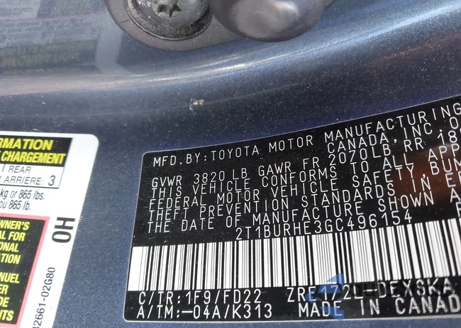 2T1BURHE3GC496154: 42193761