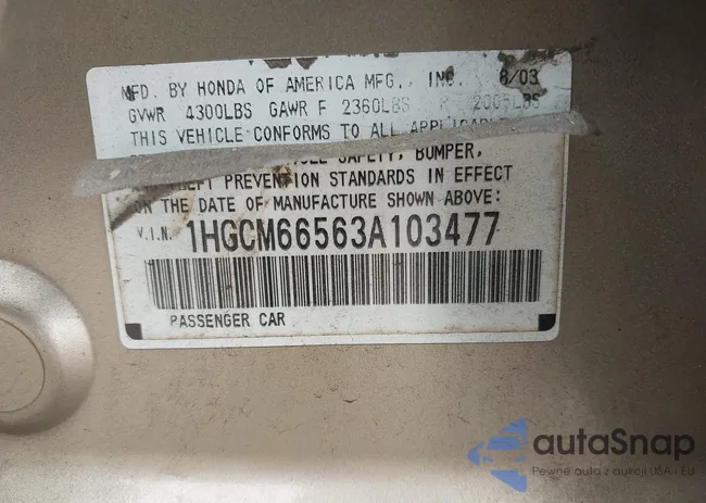 1HGCM66563A103477: 42193860