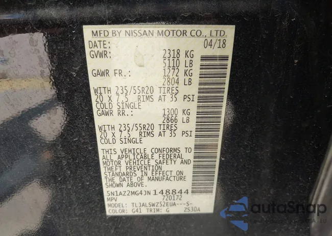 5N1AZ2MG4JN148844: 42193100