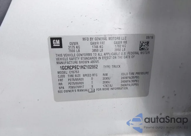 1GCRCPEC1HZ102862: 42193173